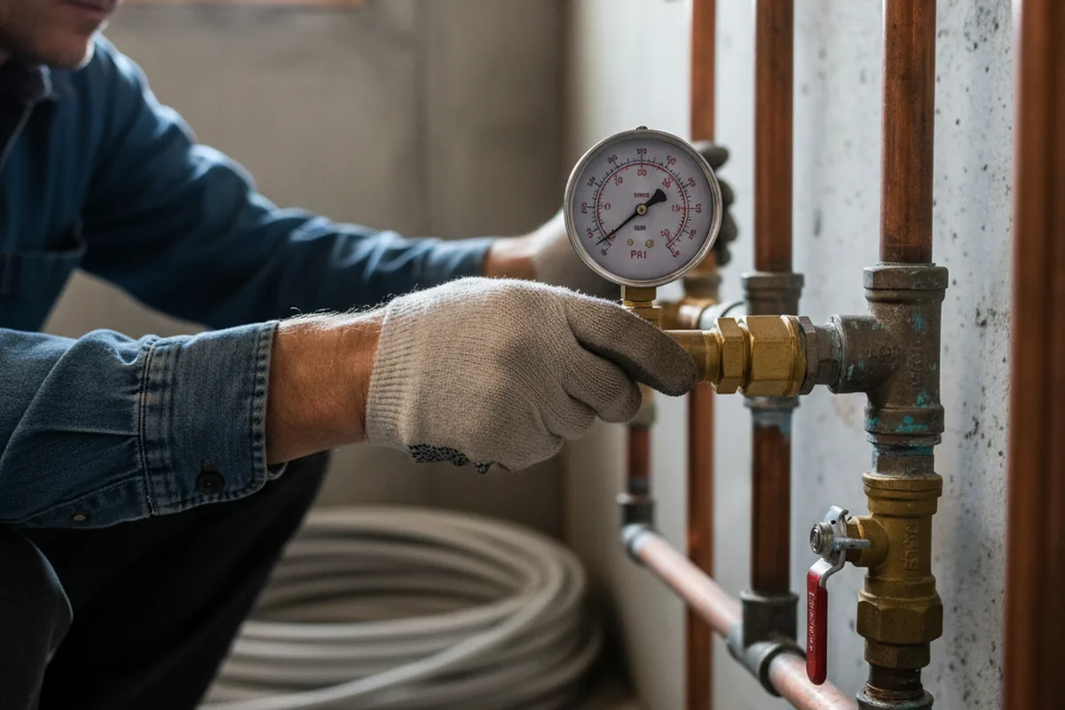 Pressure testing a repaired line during Water Line Repair in Clearwater